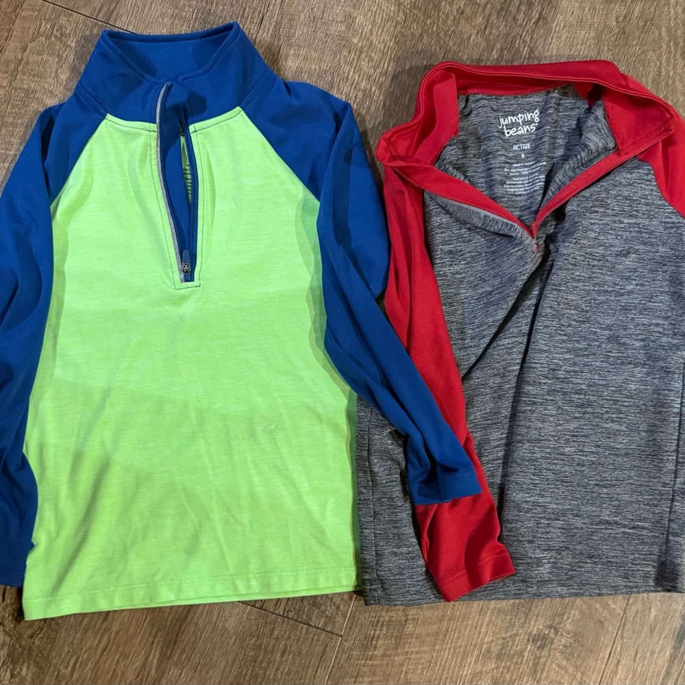 jumping beans Neon Green & Blue and Grey & Red Kids' Swim Rashguards - 2 Pack